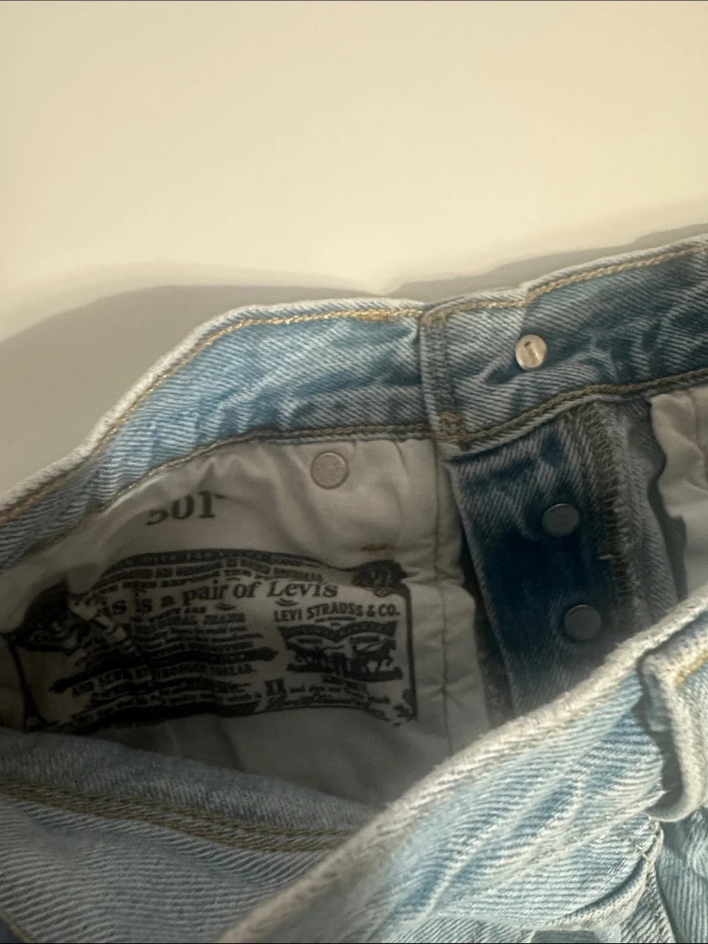 Levi's 501 Light Blue Cutoff Denim Shorts